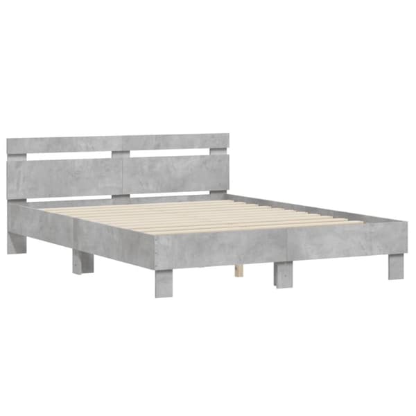 sengeramme med sengegavl 150x200 cm konstrueret træ betongrå