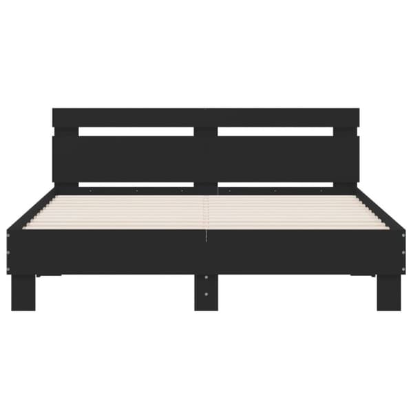 sengeramme med sengegavl 140x200 cm konstrueret træ sort