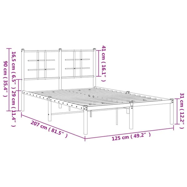 sengeramme med sengegavl 120x200 cm metal hvid