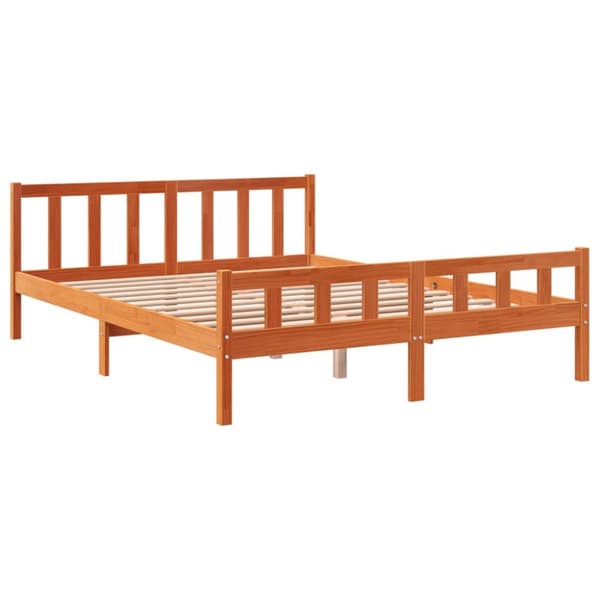 sengeramme uden madras 150x200 cm massivt fyrretræ gyldenbrun