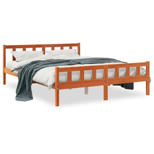 sengeramme uden madras 150x200 cm massivt fyrretræ gyldenbrun