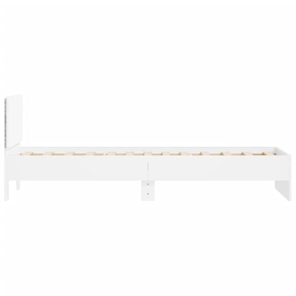 sengeramme med sengegavl og LED-lys 75x190 cm hvid