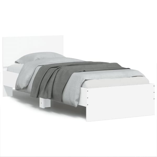 sengeramme med sengegavl og LED-lys 75x190 cm hvid