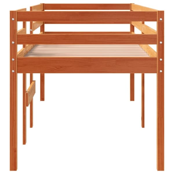 Hög säng vaxad brun 90x200 cm massiv furu