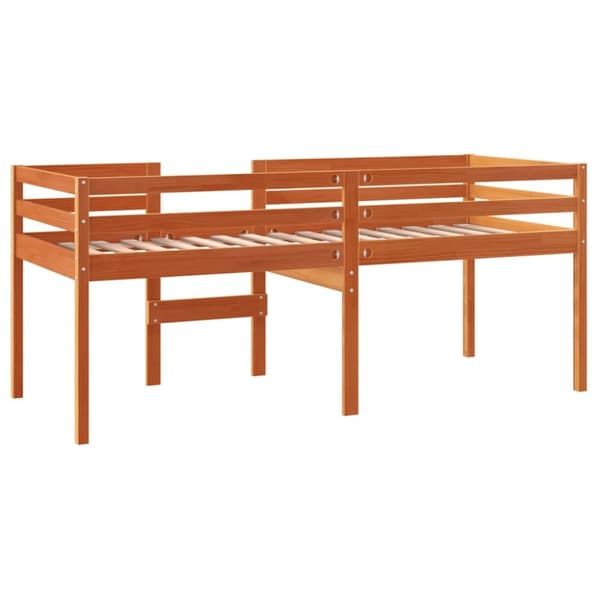Hög säng vaxad brun 90x200 cm massiv furu
