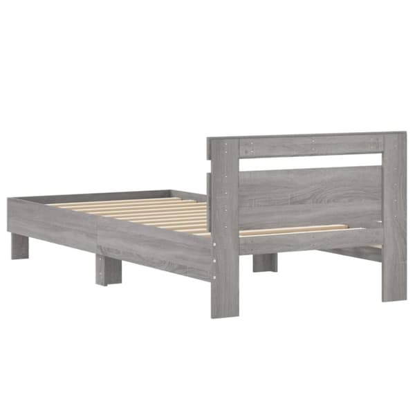 Sängynrunko päädyllä harmaa Sonoma 75x190 cm tekninen puu