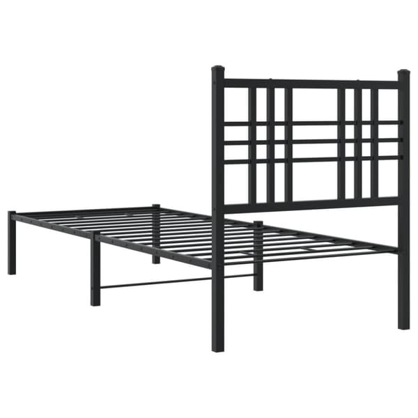 Metallinen sängynrunko päädyllä musta 75x190 cm