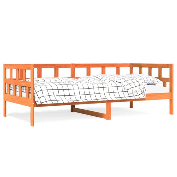 Dagbädd utan madrass vaxad brun 90x190 cm massiv furu