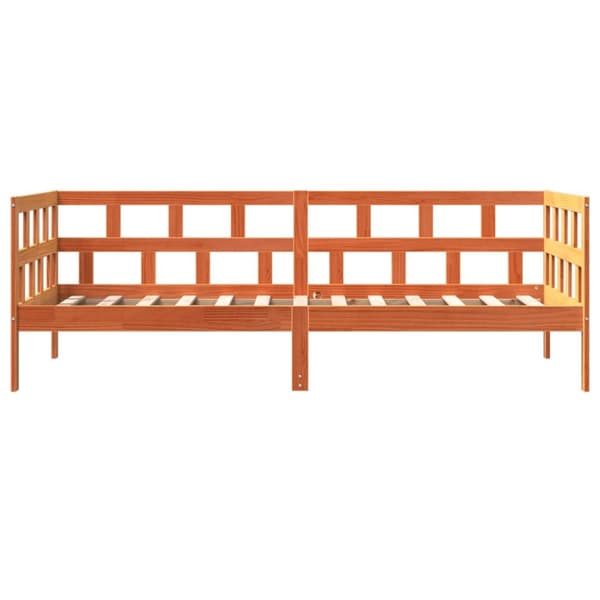 Dagbädd utan madrass vaxad brun 90x190 cm massiv furu