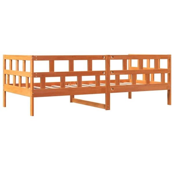 Dagbädd utan madrass vaxad brun 90x190 cm massiv furu