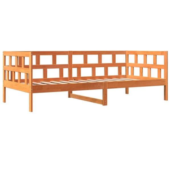 Dagbädd utan madrass vaxad brun 90x190 cm massiv furu