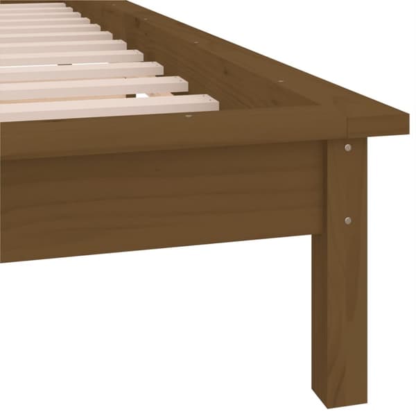 sengeramme med LED-lys 100x200 cm massivt træ gyldenbrun