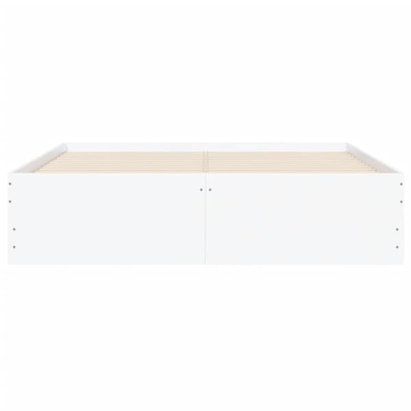 sengeramme med skuffer 135x190 cm konstrueret træ hvid højglans