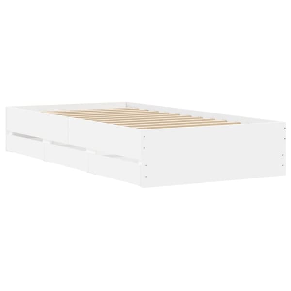 sengeramme med skuffer 75x190 cm konstrueret træ hvid