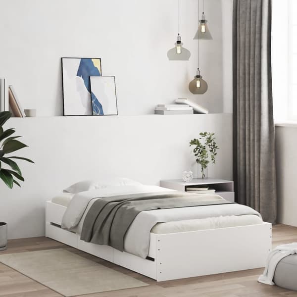sengeramme med skuffer 75x190 cm konstrueret træ hvid