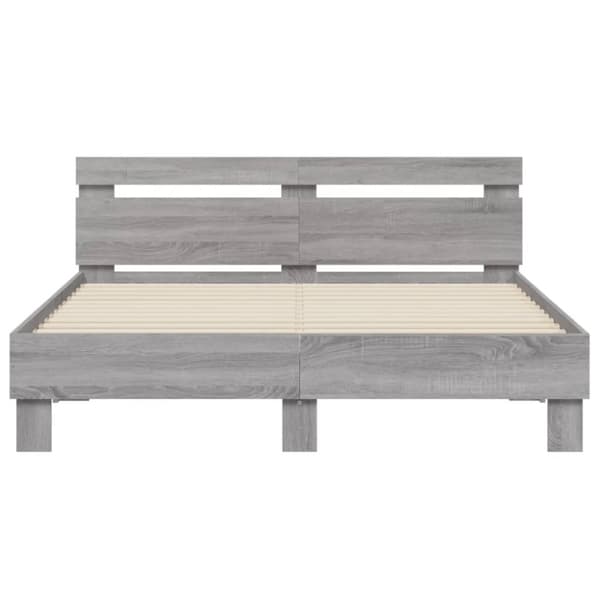sengeramme med sengegavl 150x200 cm konstrueret træ grå sonoma
