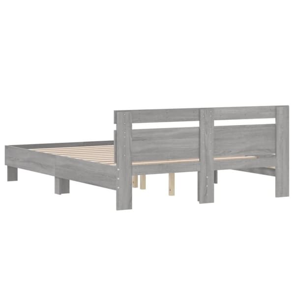 sengeramme med sengegavl 150x200 cm konstrueret træ grå sonoma