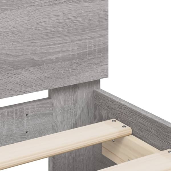 sengeramme med sengegavl 150x200 cm konstrueret træ grå sonoma