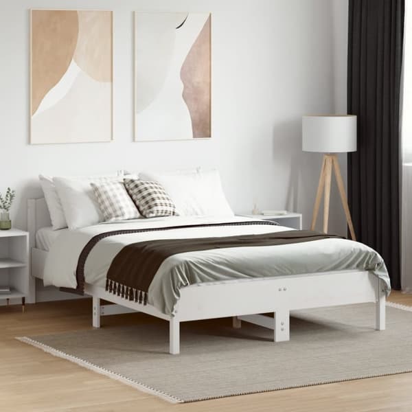 sengeramme uden madras 120x190 cm massivt fyrretræ hvid
