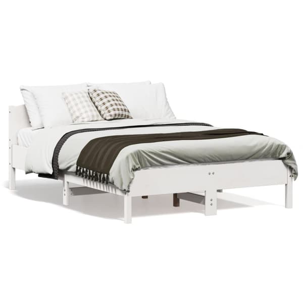 sengeramme uden madras 120x190 cm massivt fyrretræ hvid