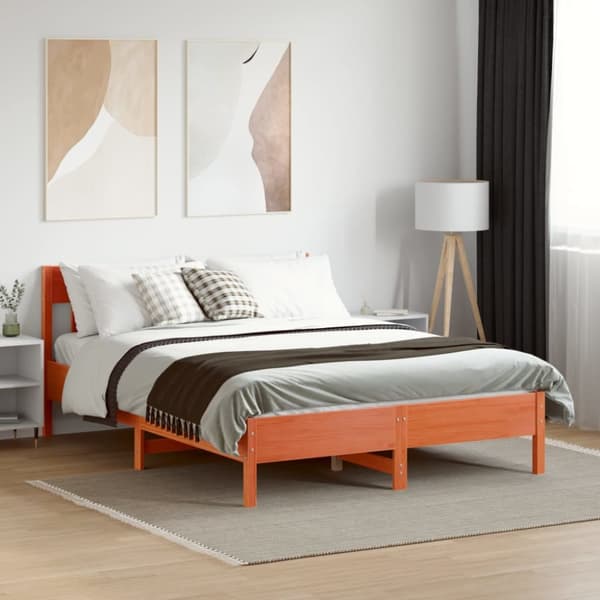 sengeramme uden madras 150x200 cm massivt fyrretræ gyldenbrun