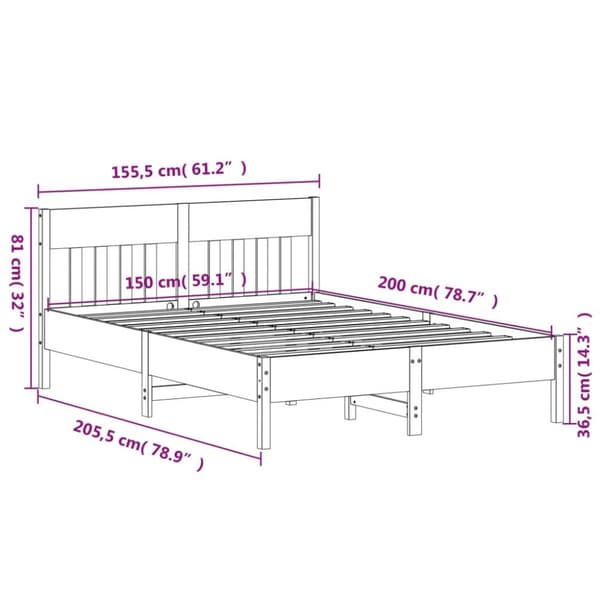 sengeramme uden madras 150x200 cm massivt fyrretræ gyldenbrun