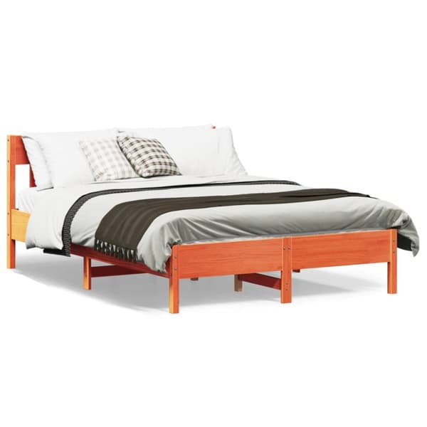 sengeramme uden madras 150x200 cm massivt fyrretræ gyldenbrun