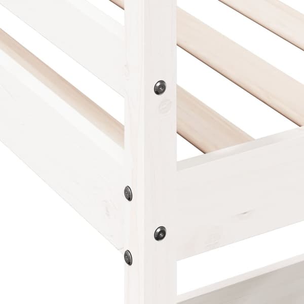 højseng med skrivebord 90x190 cm massivt fyrretræ hvid