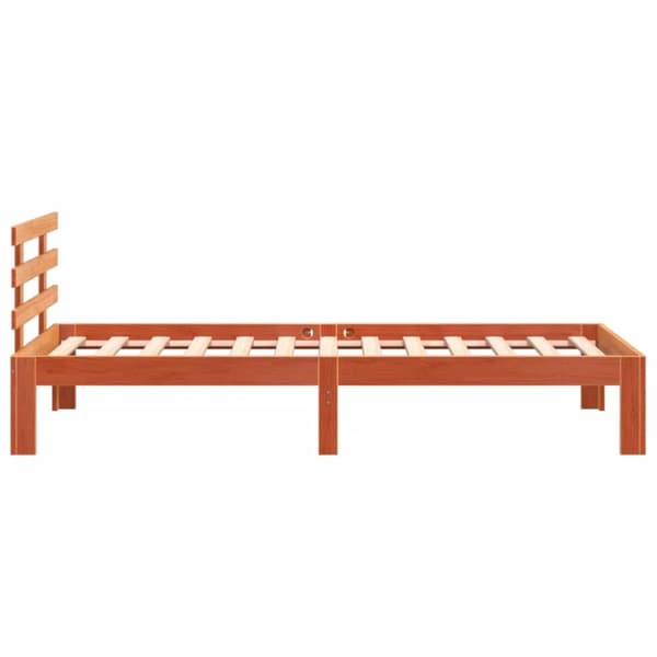 Sängram utan madrass vaxbrun 100x200 cm massiv furu