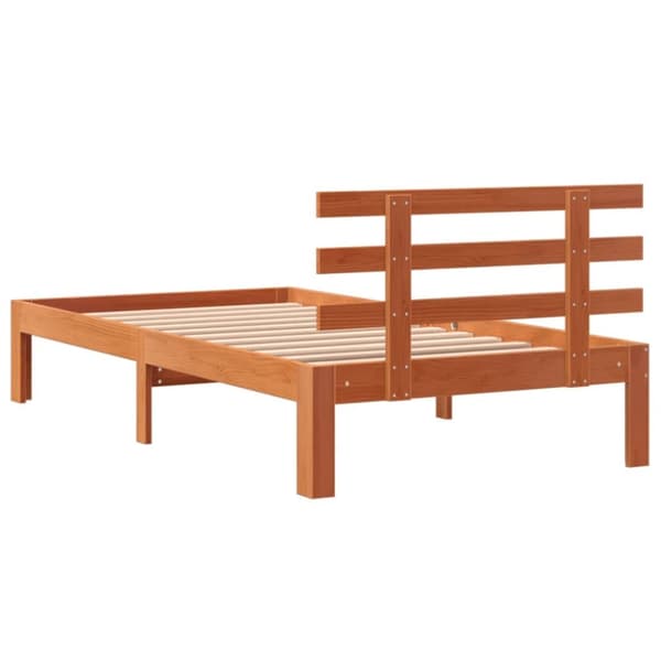 Sängram utan madrass vaxbrun 100x200 cm massiv furu