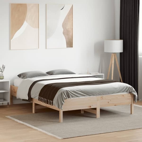 sengeramme uden madras 140x190 cm massivt fyrretræ