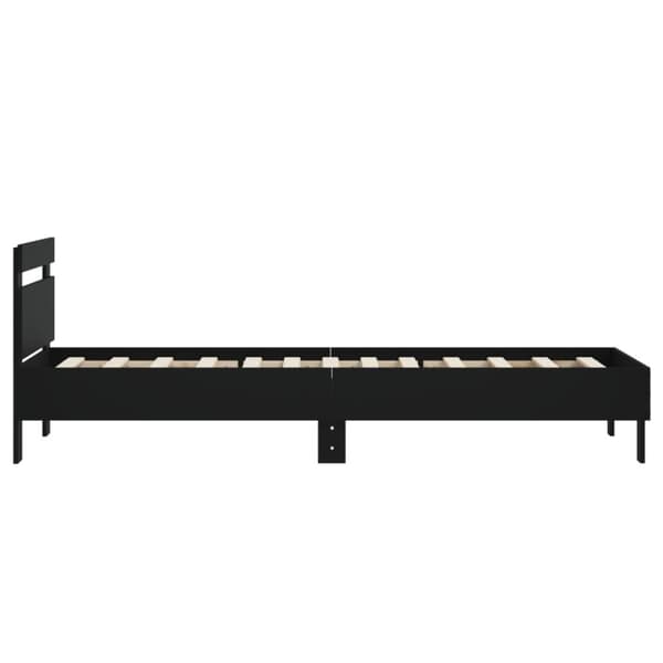 Sängynrunko päädyllä musta 75x190 cm tekninen puu