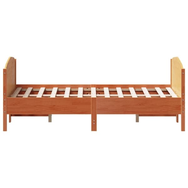 sengeramme uden madras 135x190 cm massivt fyrretræ brun