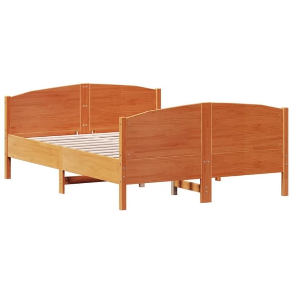 sengeramme uden madras 135x190 cm massivt fyrretræ brun