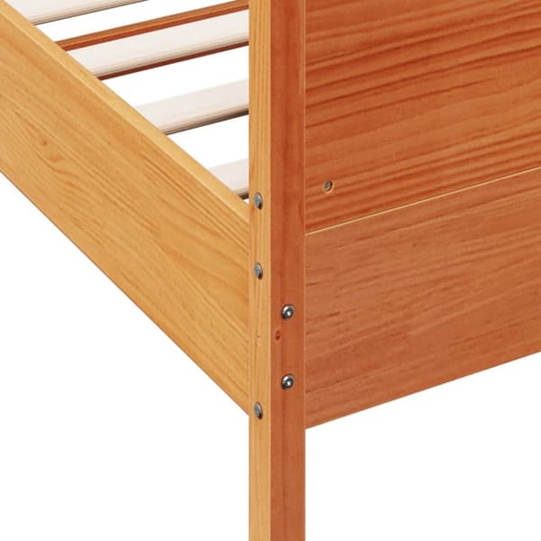 sengeramme uden madras 135x190 cm massivt fyrretræ brun
