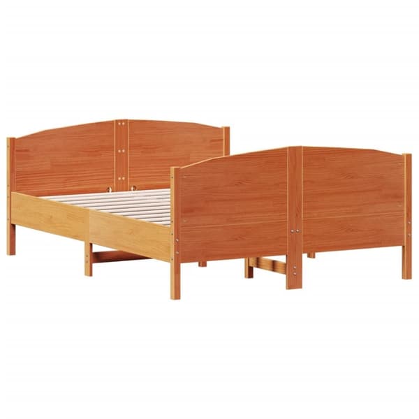sengeramme uden madras 135x190 cm massivt fyrretræ brun