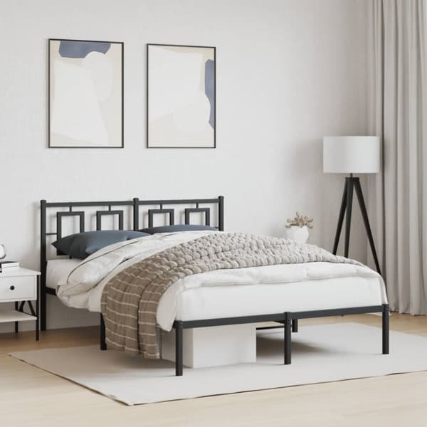 sengeramme med sengegavl 140x200 cm metal sort