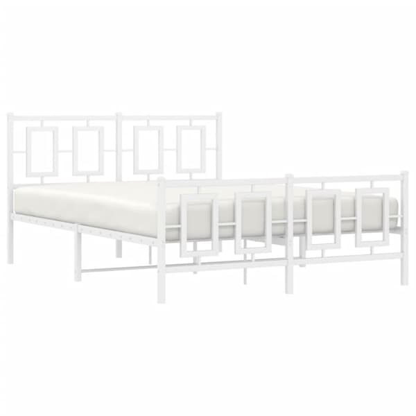 sengeramme med sengegavl og fodgærde 135x190 cm metal hvid