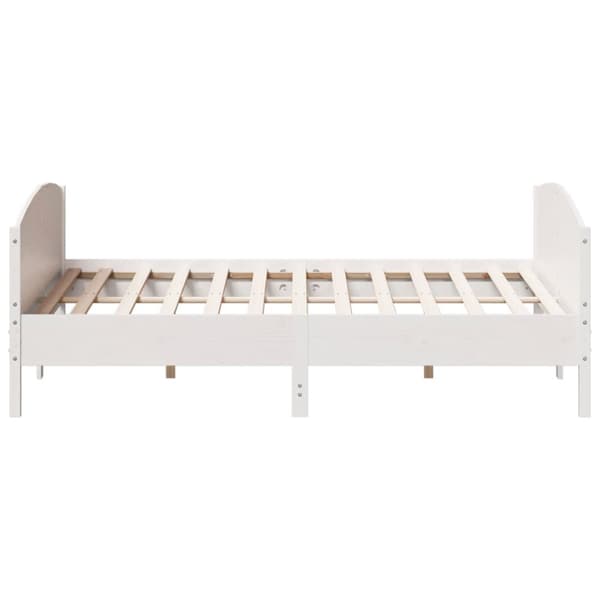 Sängram utan madrass vit 200x200 cm massiv furu