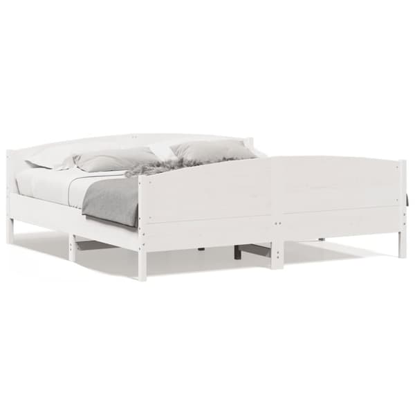 Sängram utan madrass vit 200x200 cm massiv furu