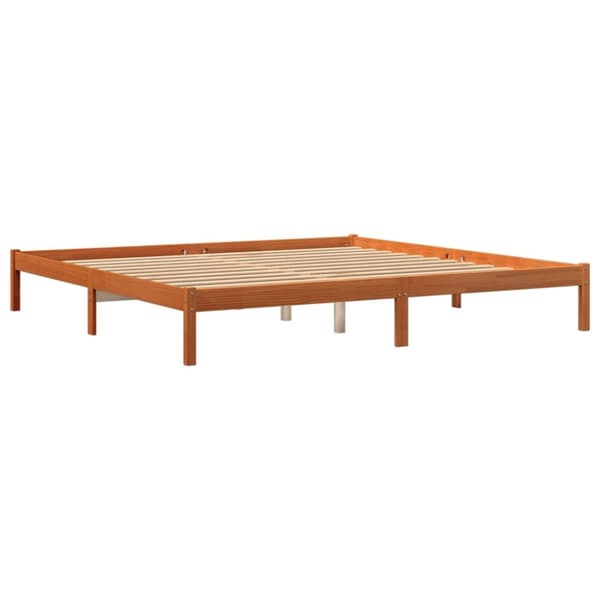 Sängynrunko ilman patjaa vahanruskea 200x200 cm täysi mänty