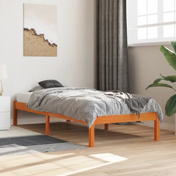 Sängynrunko ilman patjaa vahanruskea 90x200 cm täysi mänty