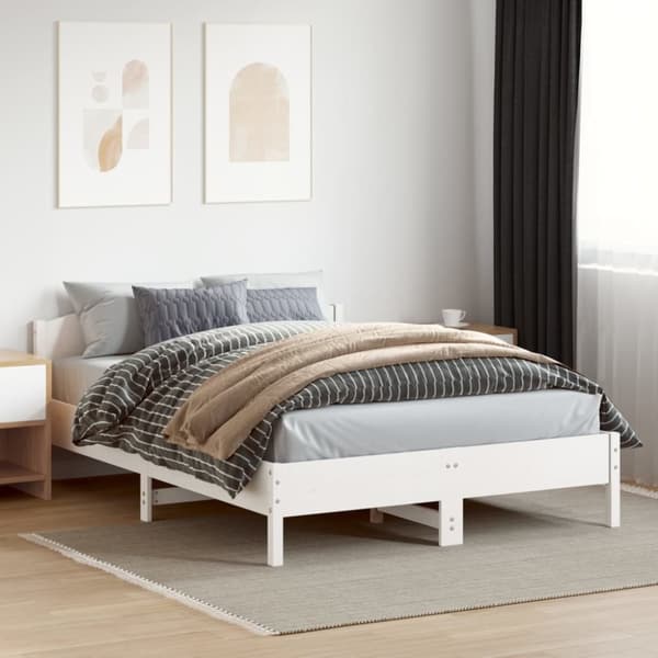 sengeramme uden madras 160x200 cm massivt fyrretræ hvid