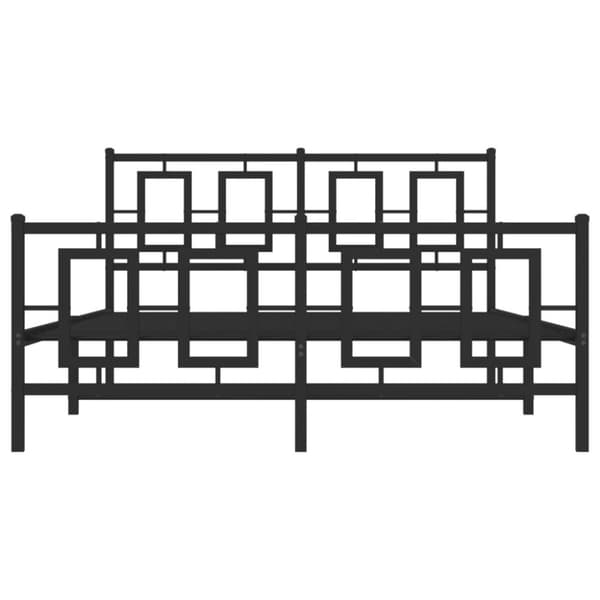 sengeramme med sengegavl og fodgærde 135x190 cm metal sort