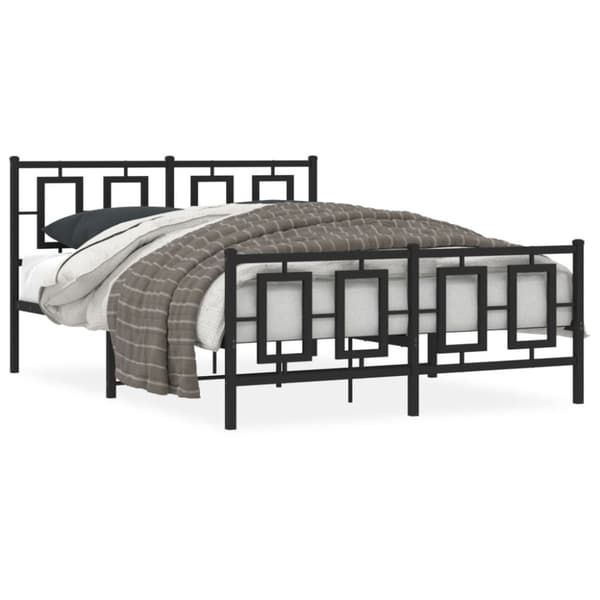 sengeramme med sengegavl og fodgærde 135x190 cm metal sort