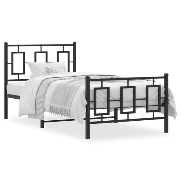 sengeramme med sengegavl og fodgærde 90x190 cm metal sort