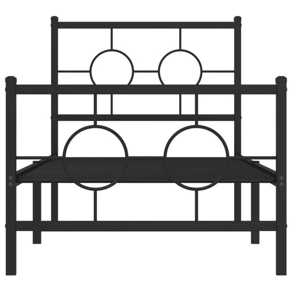 Metallinen sängynrunko päädyillä musta 80x200 cm
