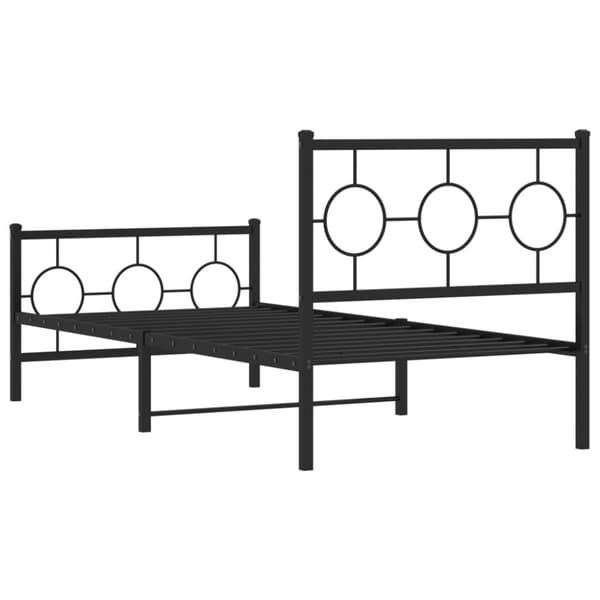 Metallinen sängynrunko päädyillä musta 90x200 cm