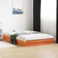 Miniatyrbillede 4 af 10: sengeramme med LED-lys 135x190 cm massivt fyrretræ brun
