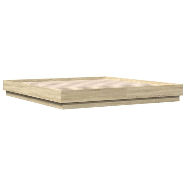 sengeramme med LED-lys 180x200 cm sonoma-eg